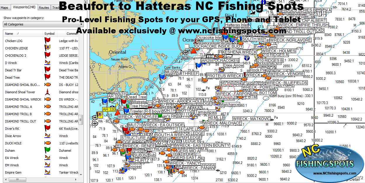 Hatteras and Outer Banks Fishing Spots Beaufort to Hatteras NC