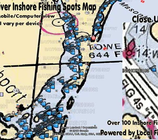 Cape Fear NC Inshore Fishing Spots Map