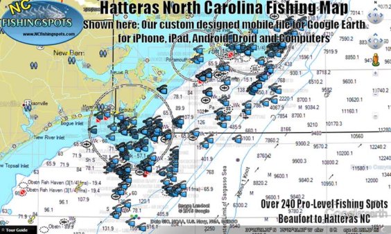 North Carolina Fishing Spots Maps - Inshore, Offshore GPS spots