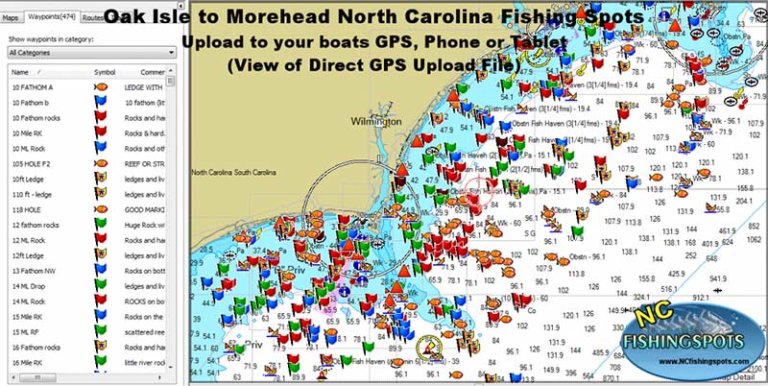 Oak Island to Morehead City North Carolina GPS Fishing Spots