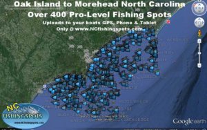 Oak Island to Morehead Fishing Spots Map