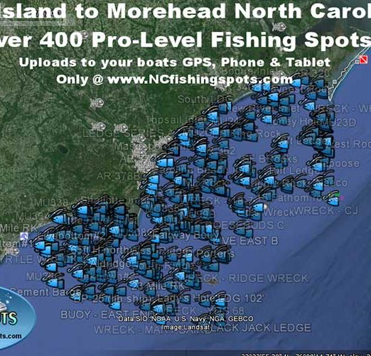 Oak Island to Morehead Fishing Spots Map